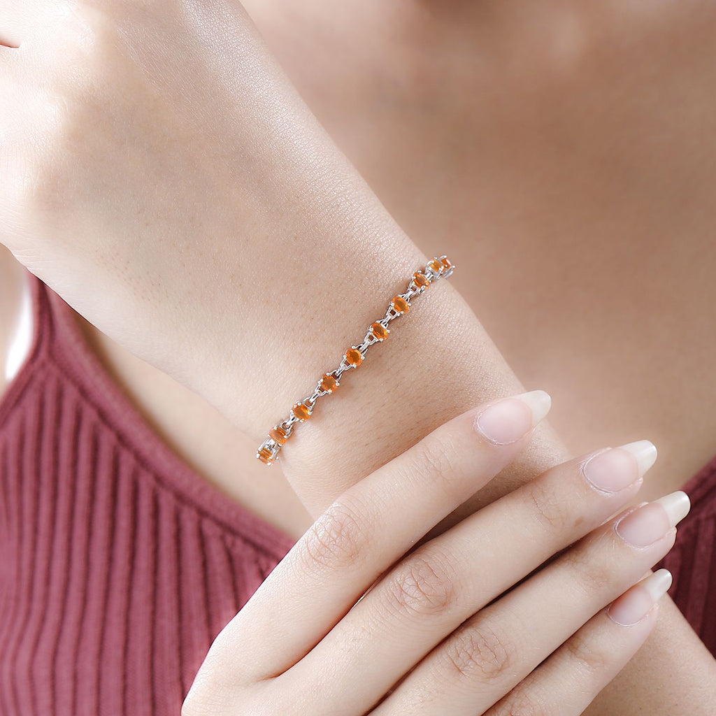 Salamanca Feueropal Armband, ca. 19 cm, 925 Silber platiniert ca. 2.85 ct