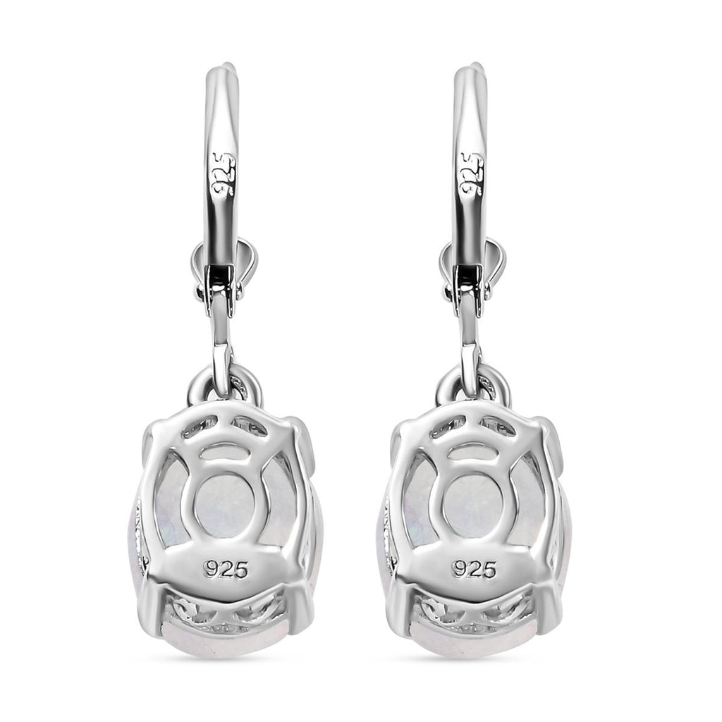 Premium Regenbogen Mondstein-Ohrringe, 925 Silber platiniert ca. 4,81 ct