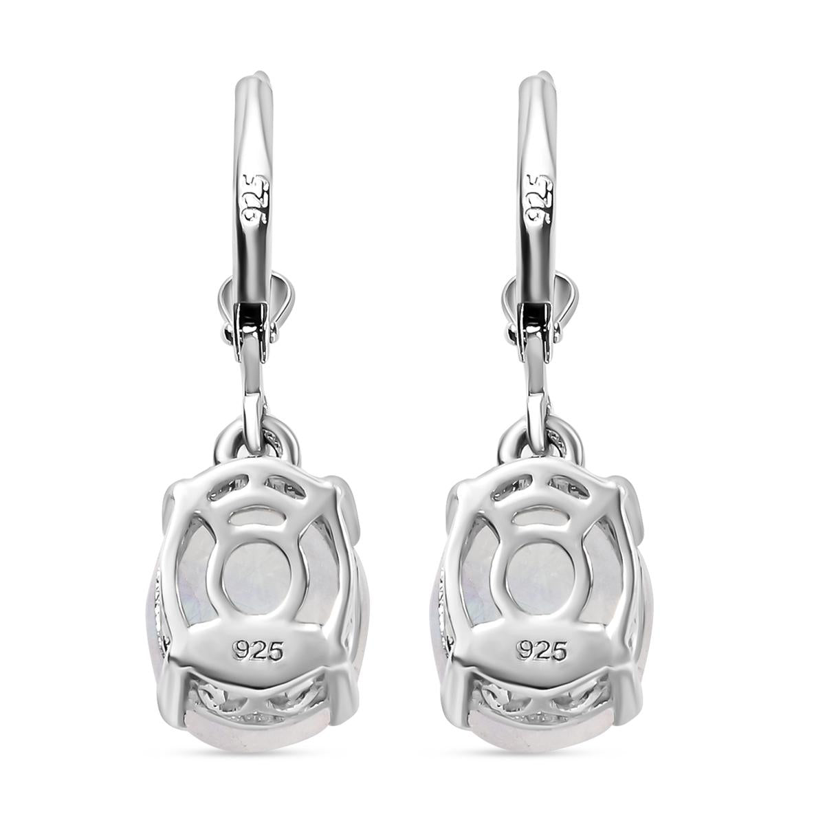 Premium Regenbogen Mondstein-Ohrringe, 925 Silber platiniert ca. 4,81 ct