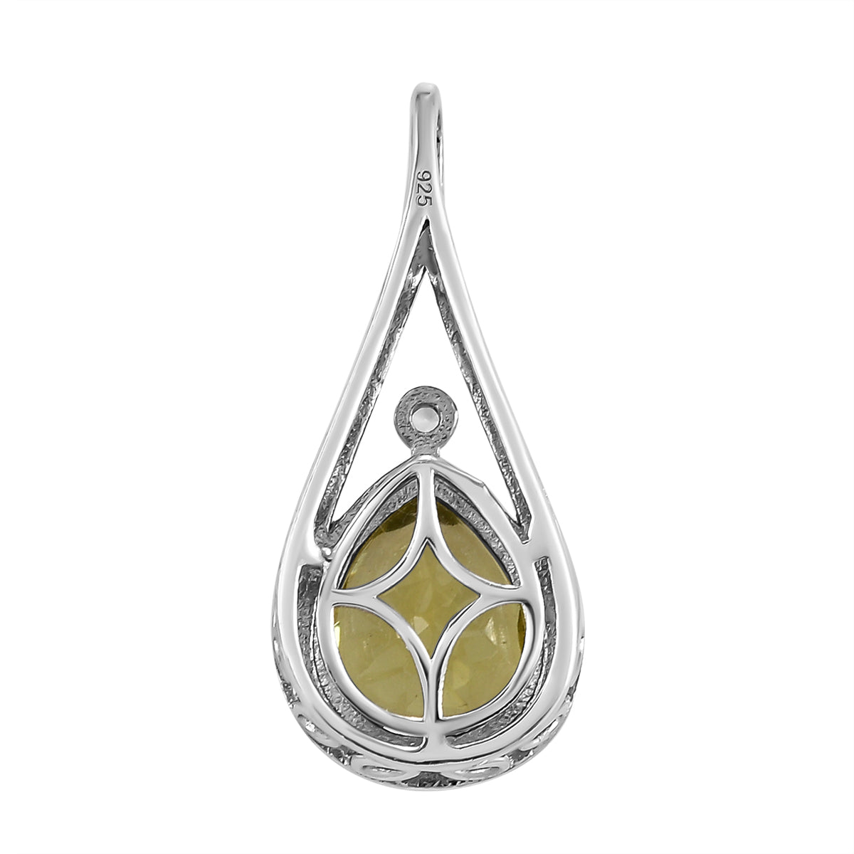 Ouro Verde-Quarz und weißer Zirkon-Anhänger, 925 Silber platiniert ca. 2,94 ct