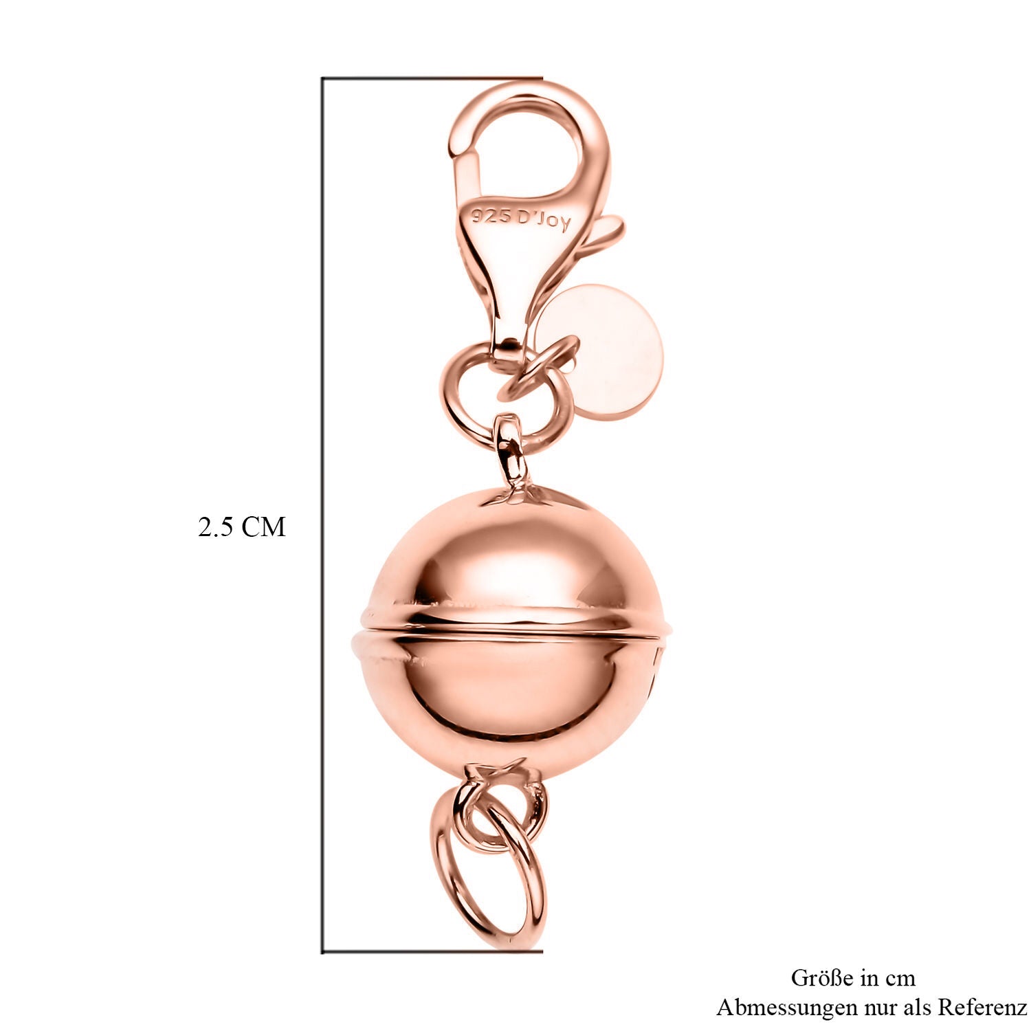 3er Set - Magnetverschluss Rundform, mit Karabinerverschluss, 925 Silber rhodiniert, rosévergoldet, vergoldet ca. 3,00g