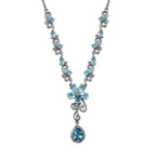 Schweizer Blautopas-Halskette, ca. 45 cm, 925 Silber platiniert ca. 7,67 ct