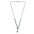 Schweizer Blautopas-Halskette, ca. 45 cm, 925 Silber platiniert ca. 7,67 ct