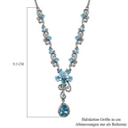Schweizer Blautopas-Halskette, ca. 45 cm, 925 Silber platiniert ca. 7,67 ct