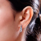 Kambodschanischer, blaue Zirkon-Creolen, 925 Silber platiniert ca. 2,12 ct