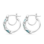 Kambodschanischer, blaue Zirkon-Creolen, 925 Silber platiniert ca. 2,12 ct