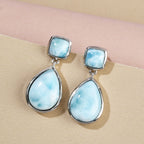 Larimar Ohrringe, 925 Silber platiniert ca. 15.05 ct