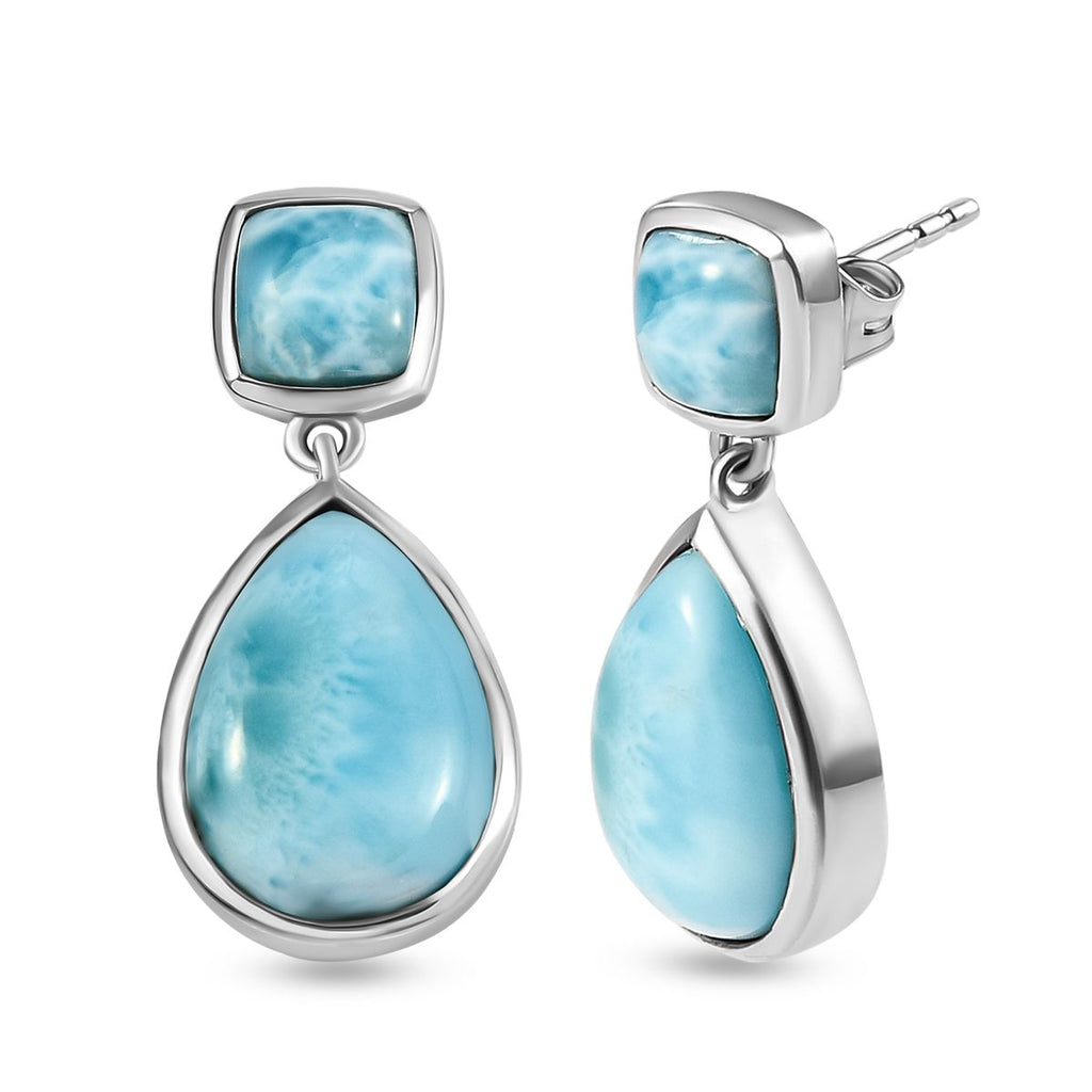 Larimar Ohrringe, 925 Silber platiniert ca. 15.05 ct