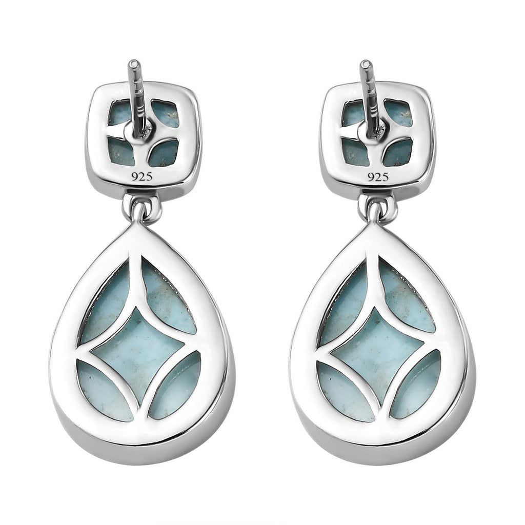 Larimar Ohrringe, 925 Silber platiniert ca. 15.05 ct