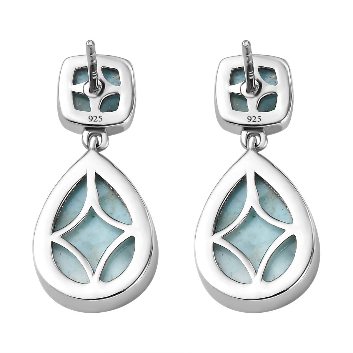 Larimar Ohrringe, 925 Silber platiniert ca. 15.05 ct