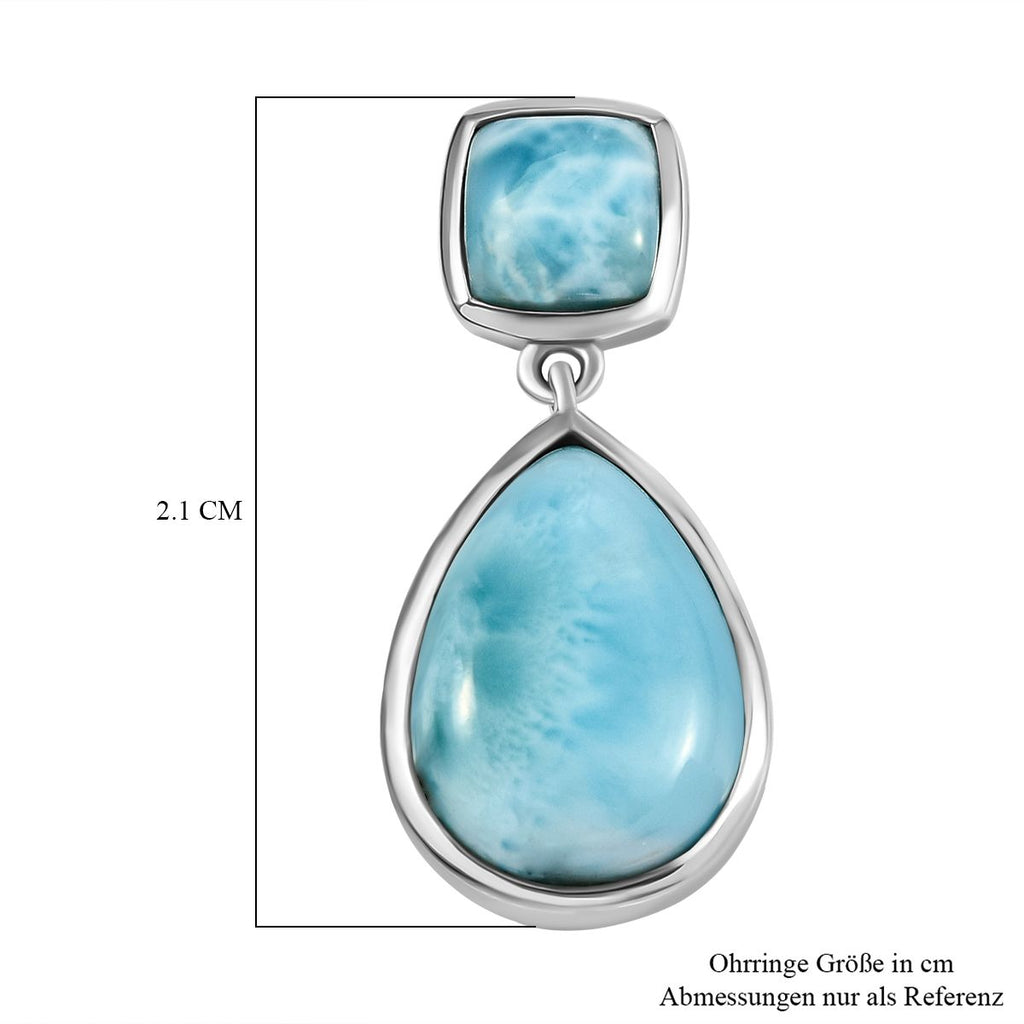 Larimar Ohrringe, 925 Silber platiniert ca. 15.05 ct