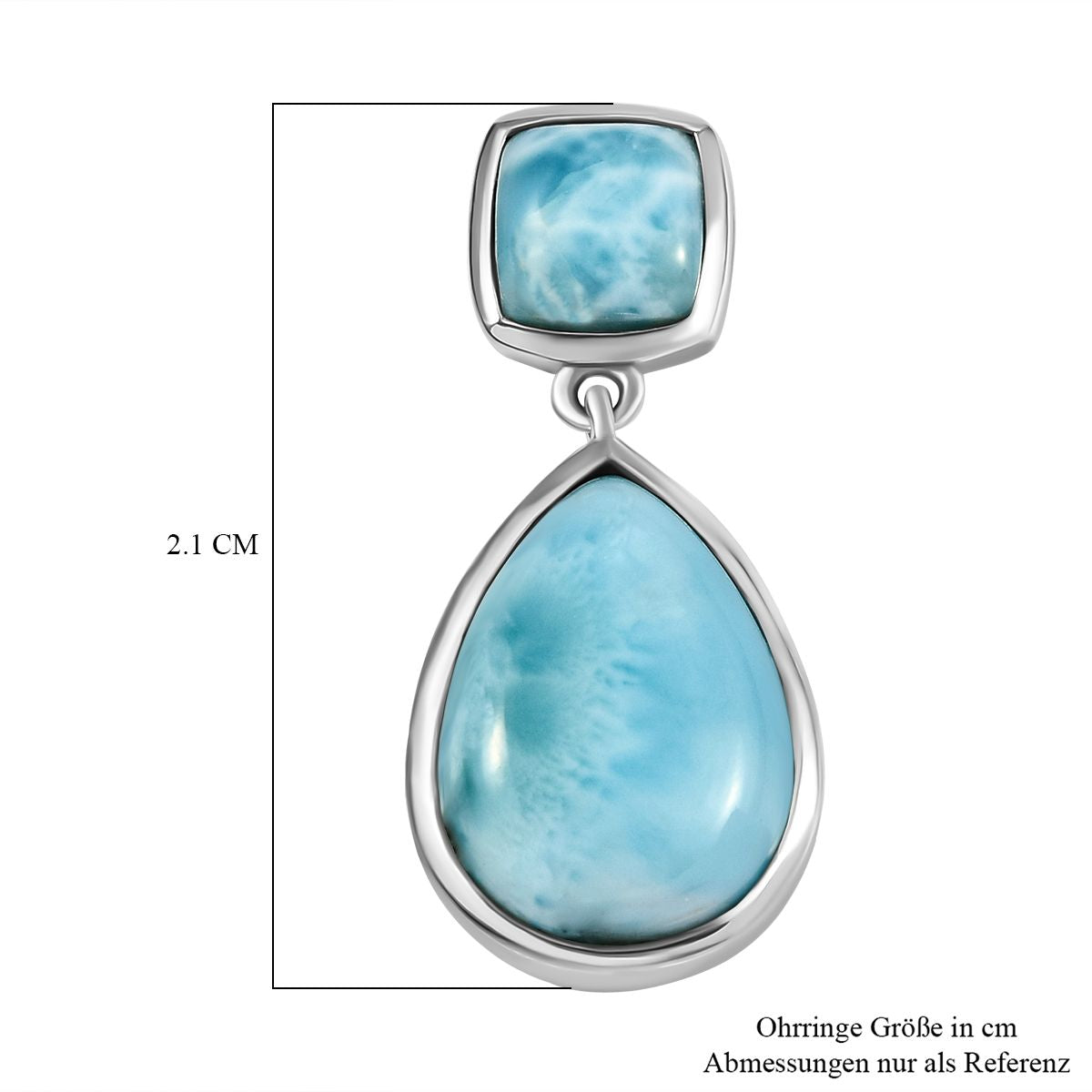 Larimar Ohrringe, 925 Silber platiniert ca. 15.05 ct