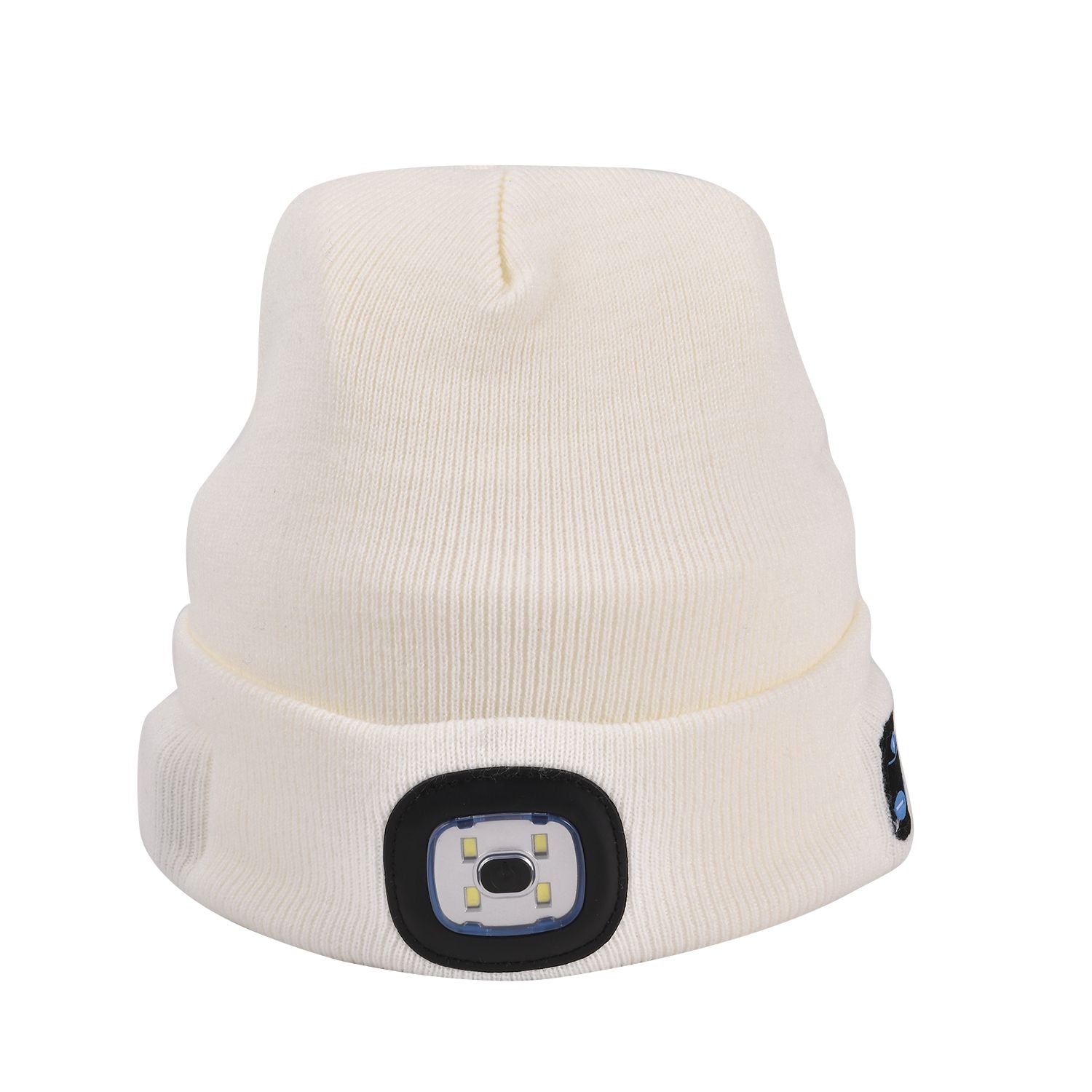 Vielseitige Strickmütze mit Bluetooth und eingebautem LED-Licht, 21x28cm, weiß