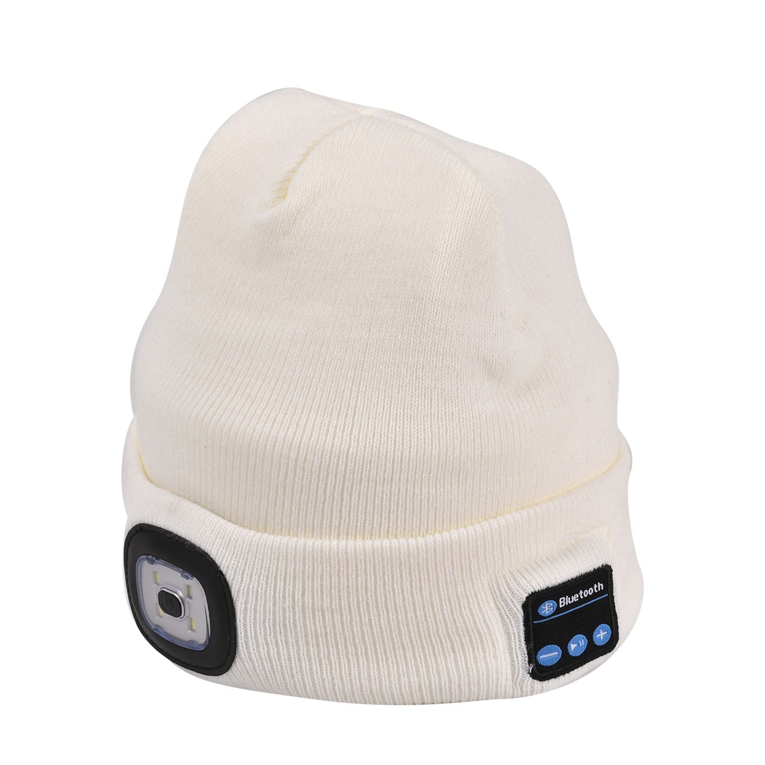 Vielseitige Strickmütze mit Bluetooth und eingebautem LED-Licht, 21x28cm, weiß