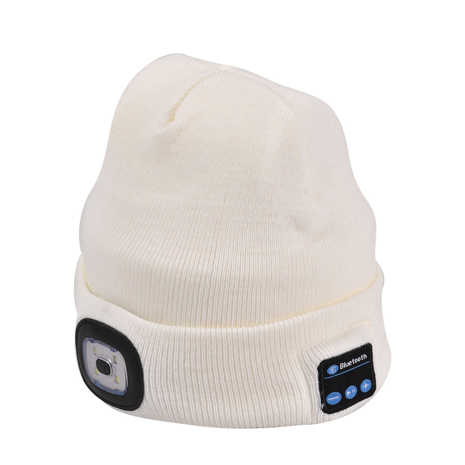 Vielseitige Strickmütze mit Bluetooth und eingebautem LED-Licht, 21x28cm, weiß