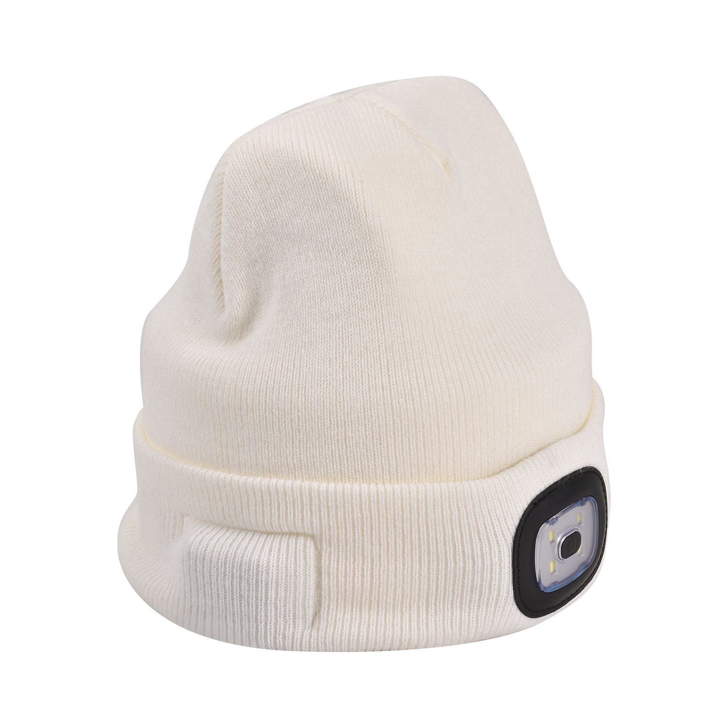 Vielseitige Strickmütze mit Bluetooth und eingebautem LED-Licht, 21x28cm, weiß