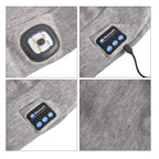 Vielseitige Strickmütze mit Bluetooth und eingebautem LED-Licht, 21x28cm, grau
