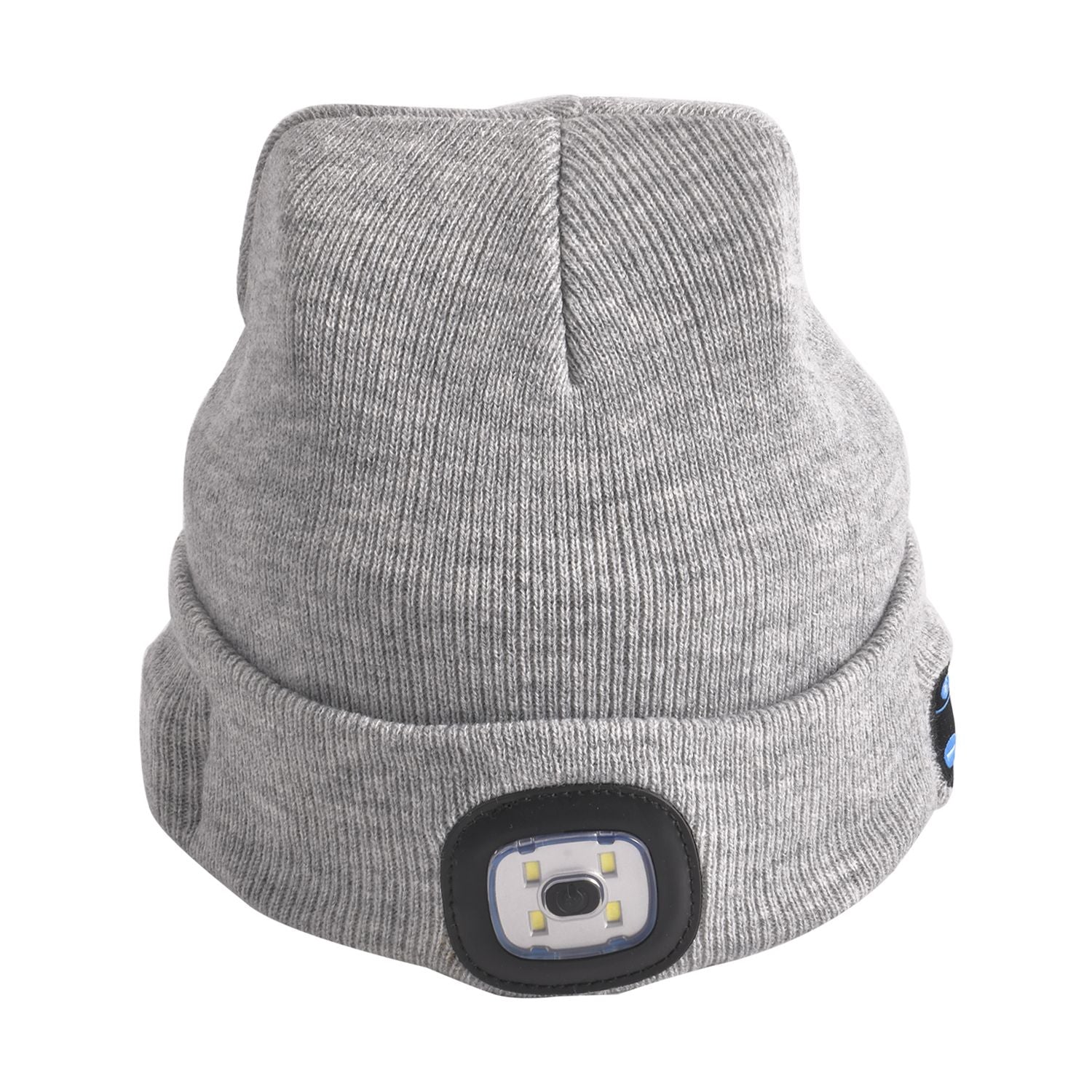 Vielseitige Strickmütze mit Bluetooth und eingebautem LED-Licht, 21x28cm, grau
