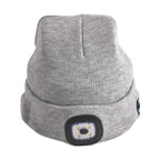 Vielseitige Strickmütze mit Bluetooth und eingebautem LED-Licht, 21x28cm, grau
