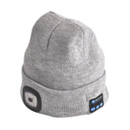 Vielseitige Strickmütze mit Bluetooth und eingebautem LED-Licht, 21x28cm, grau
