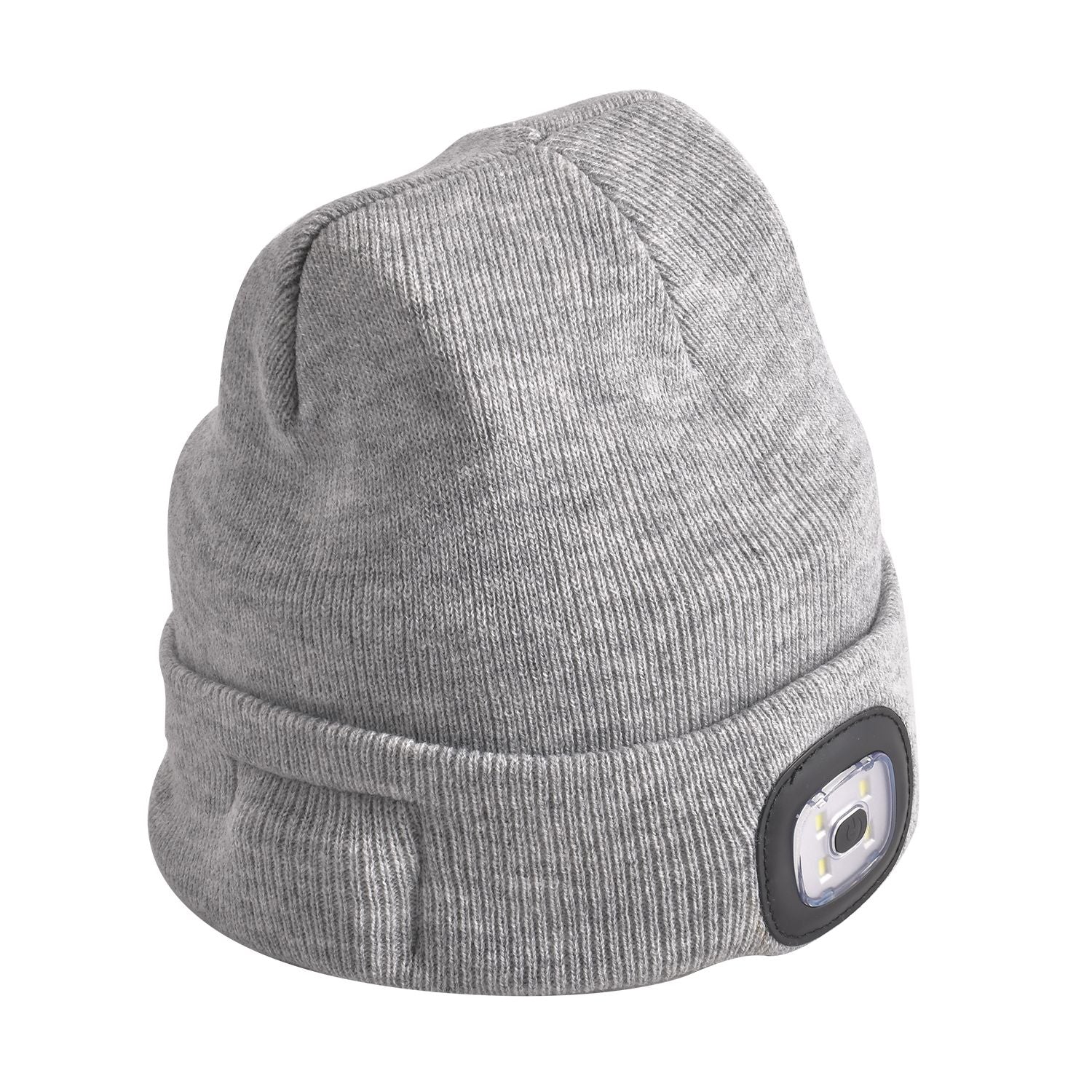 Vielseitige Strickmütze mit Bluetooth und eingebautem LED-Licht, 21x28cm, grau