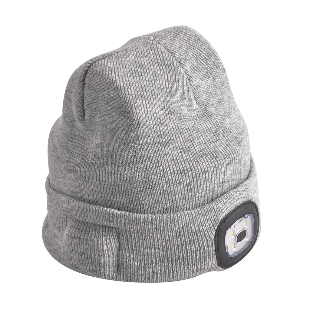 Vielseitige Strickmütze mit Bluetooth und eingebautem LED-Licht, 21x28cm, grau