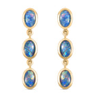 Boulder Opal Triplett-Ohrringe, 925 Silber vergoldet ca. 2,23 ct