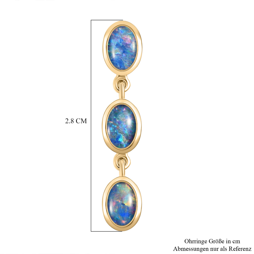 Boulder Opal Triplett-Ohrringe, 925 Silber vergoldet ca. 2,23 ct