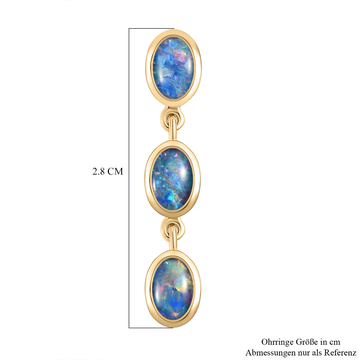 Boulder Opal Triplett-Ohrringe, 925 Silber vergoldet ca. 2,23 ct