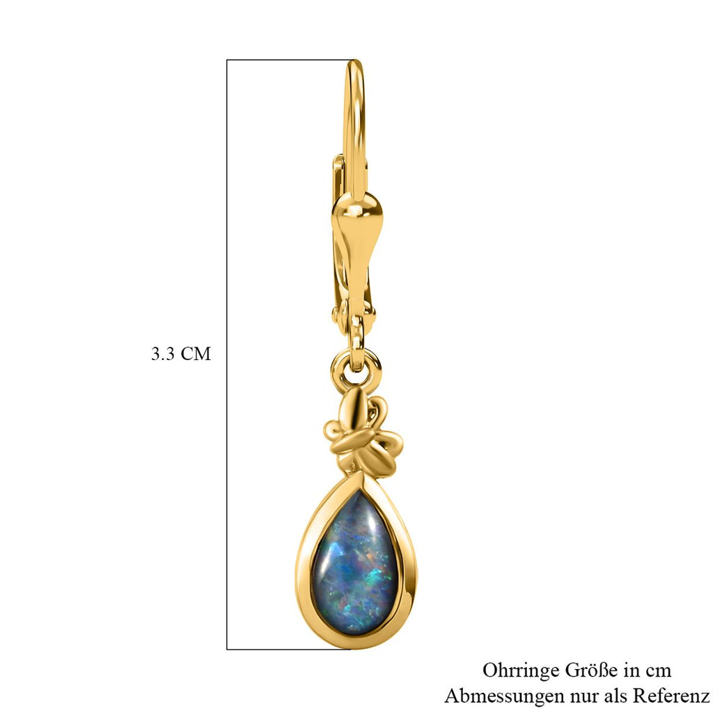Boulder Opal Triplett Ohrringe, 925 Silber vergoldet ca. 1,27 ct