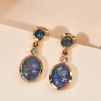 Boulder Opal Triplette-Ohrringe, 925 Silber vergoldet ca. 3.30 ct