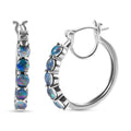 Boulder Opal Triplett Creolen, 925 Silber platiniert, 2,35 ct.
