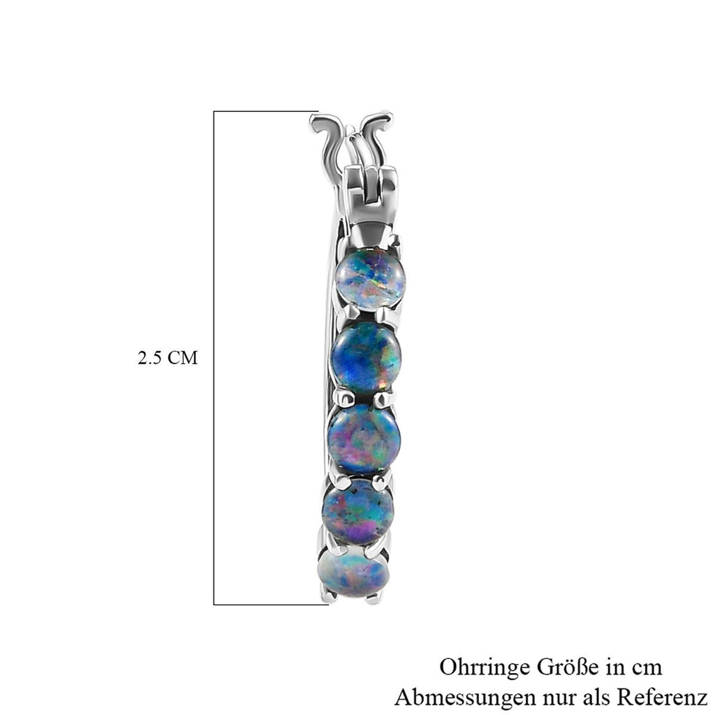 Boulder Opal Triplett Creolen, 925 Silber platiniert ca. 2.35 ct
