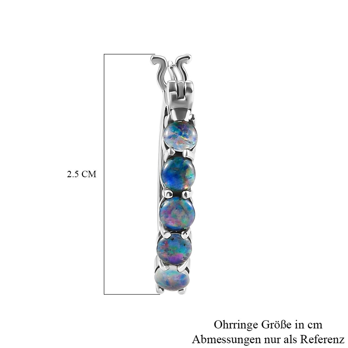 Boulder Opal Triplett Creolen, 925 Silber platiniert ca. 2.35 ct