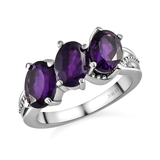 Afrikanischer Amethyst-Ring, (Größe 17.00) 316L Edelstahl , ca. 2.16 ct