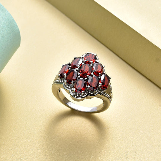 Roter Granat-Ring, Edelstahl, ca. 5,39 ct