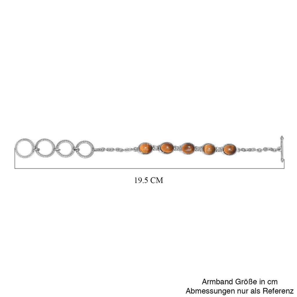 Tigerauge Armband, ca. 19 cm, Edelstahl ca. 10,95 ct