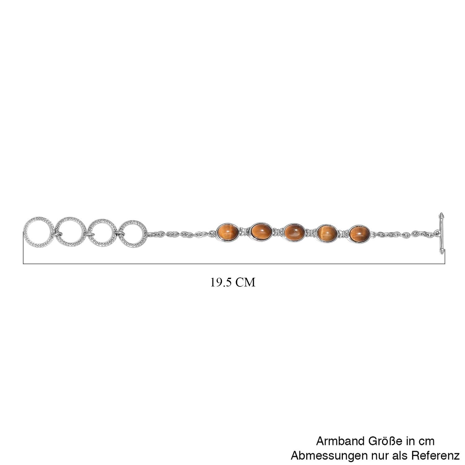 Tigerauge Armband, ca. 19 cm, Edelstahl ca. 10,95 ct