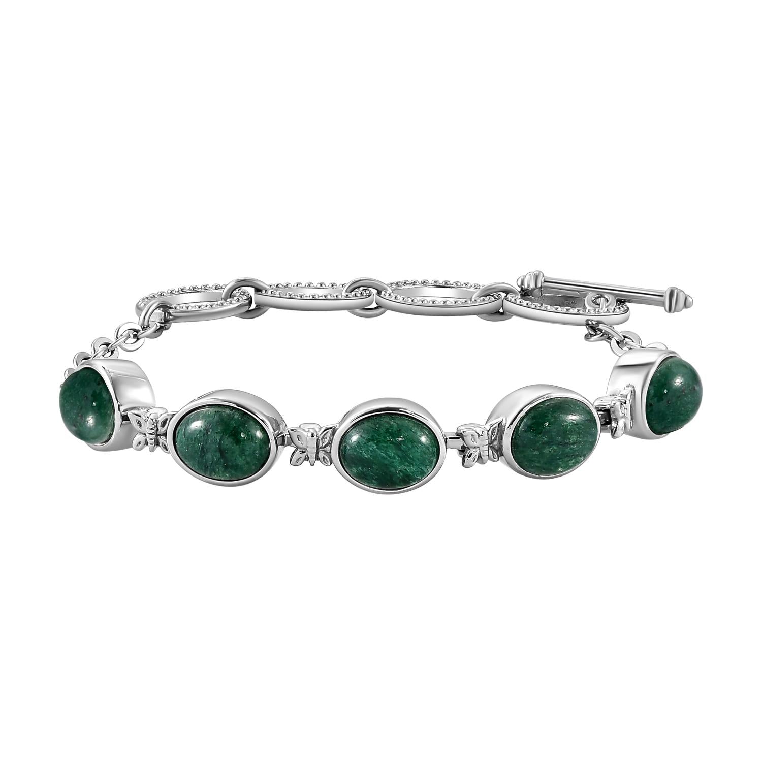 Grünes Aventurin Armband, ca. 19 cm, Edelstahl ca. 11,17 ct
