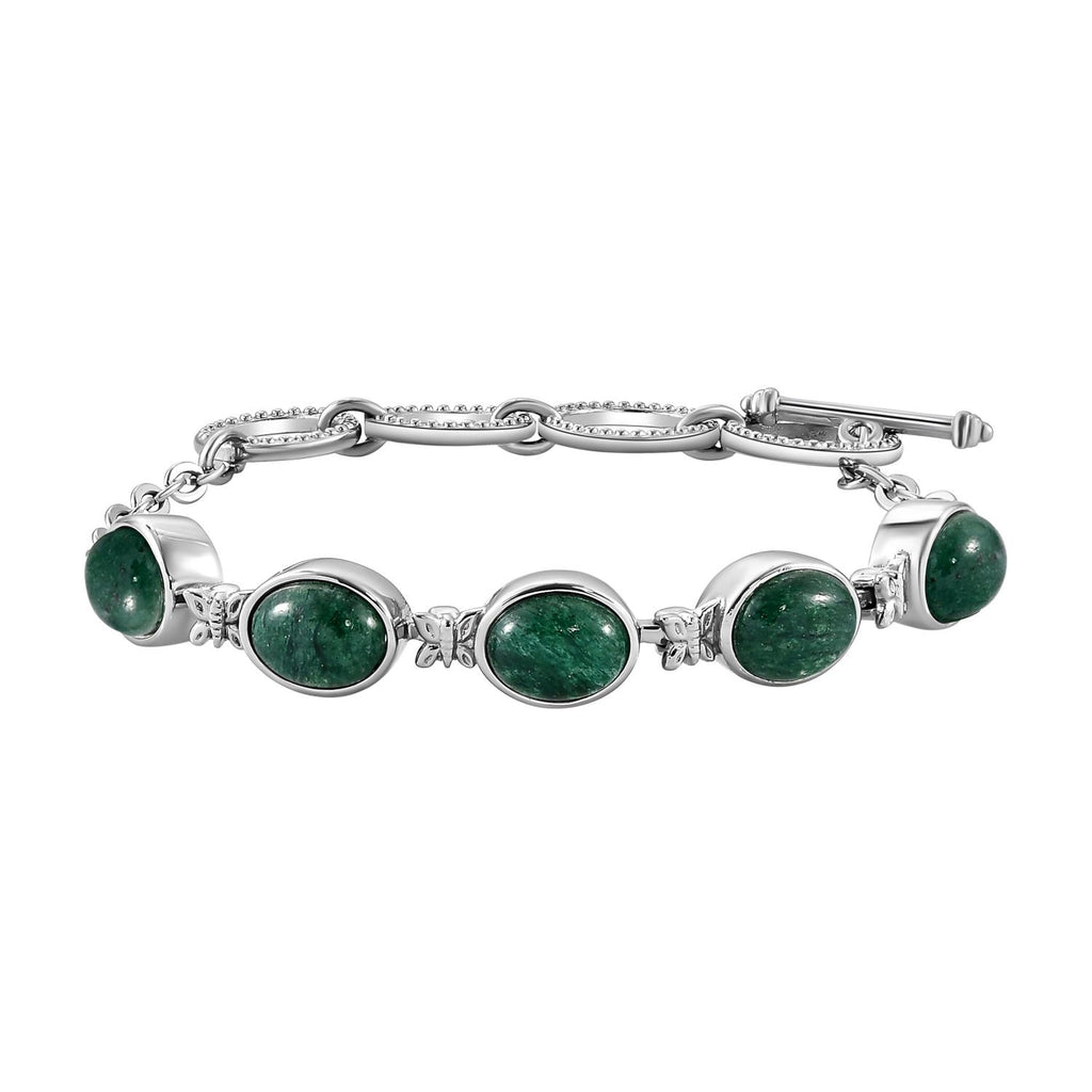Grünes Aventurin Armband, ca. 19 cm, Edelstahl ca. 11,17 ct