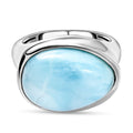 Larimar Ring, 925 Silber platiniert (Größe 16.00) ca. 10.74 ct