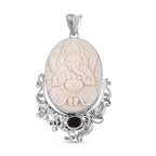 Royal Bali - roter Granat und Ox-bone Anhänger, 925 Silber Schwarz oxidiert ca. 0,97 ct