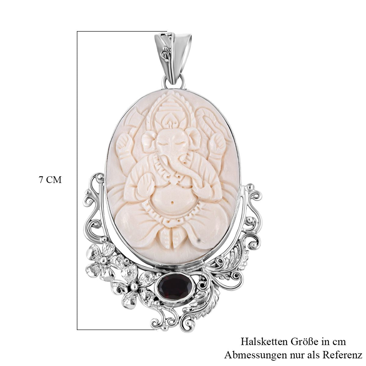 Royal Bali - roter Granat und Ox-bone Anhänger, 925 Silber Schwarz oxidiert ca. 0,97 ct
