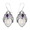 Royal Bali - Afrikanische Amethyst und Ox-bone Ohrringe, 925 Silber Schwarz oxidiert ca. 1.42 ct