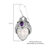 Royal Bali - Afrikanische Amethyst und Ox-bone Ohrringe, 925 Silber Schwarz oxidiert ca. 1.42 ct