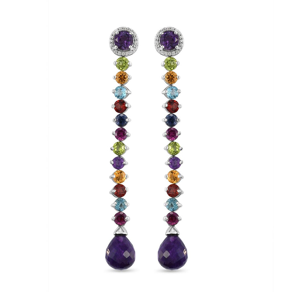 GP Spezial-Kollektion - Afrikanische Amethyst und mehrfarbige Edelstein-Ohrringe, 925 Silber platiniert ca. 22,41 ct