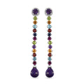 GP Art Déco Kollektion - Afrikanische Amethyst und mehrfarbige Edelstein-Ohrhänger in Silber