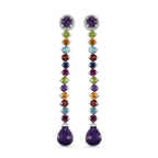 GP Spezial-Kollektion - Afrikanische Amethyst und mehrfarbige Edelstein-Ohrringe, 925 Silber platiniert ca. 22,41 ct