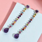 GP Spezial-Kollektion - Afrikanische Amethyst und mehrfarbige Edelstein-Ohrringe, 925 Silber platiniert ca. 22,41 ct