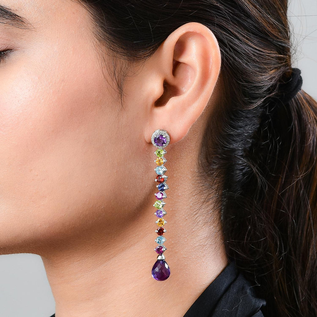 GP Spezial-Kollektion - Afrikanische Amethyst und mehrfarbige Edelstein-Ohrringe, 925 Silber platiniert ca. 22,41 ct
